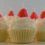 4 Mini Strawberry Shortcake Cupcake Candles, Made..