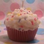 Cupcake Candle With Real Candy Sprinkles Lilac..