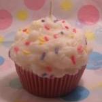 Cupcake Candle With Real Candy Sprinkles Lilac..