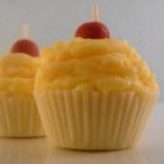 Set of 4 Mini Cupcake Candles Lemon Meringue Scented Soy Wax
