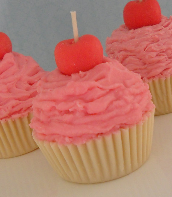 Pink Cupcake Candle Vanilla Buttercream Scented All Natural Soy Wax